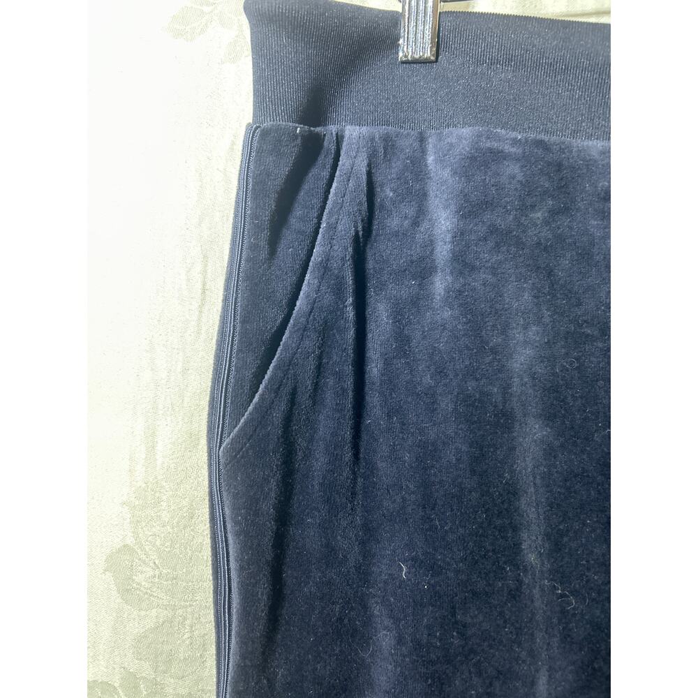 Juicy Couture Velour Pants XL Navy Blue Track Joggers Drawstring Y2K Elastic Cuf - Picture 5 of 13